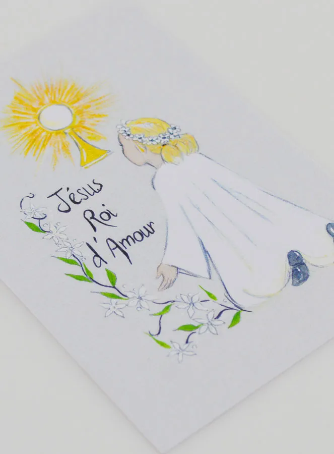 Communie Kaart Meisje Jezus Koning der Liefde (pic 3)