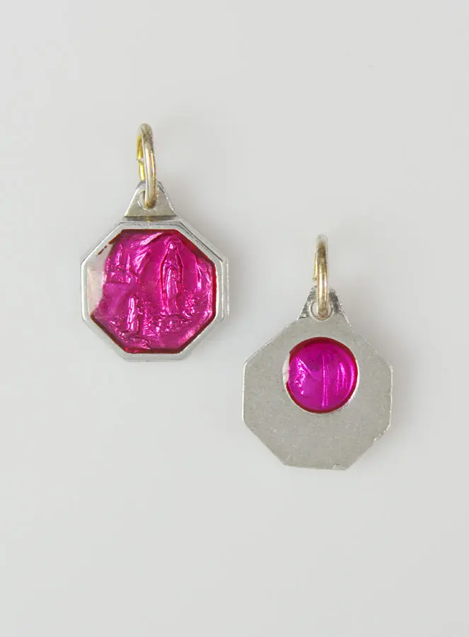 Hanger Maria van Lourdes 12mm - Roze (pic 1)
