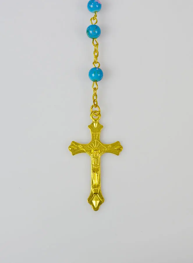 Modieuze Rozenkrans Blauw en Goud (pic 3)