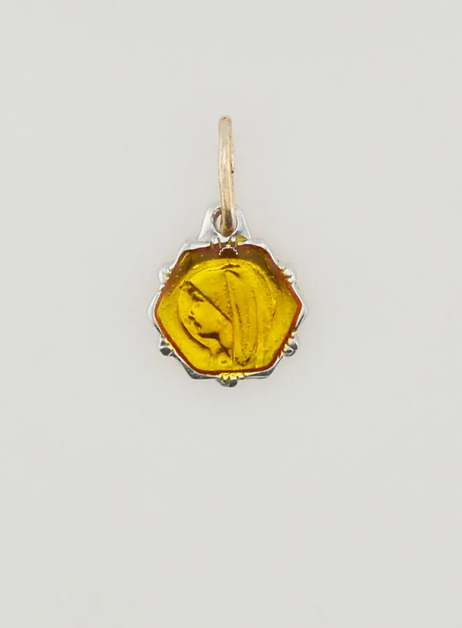 Medaille Maagd Maria 8mm - Geel (pic 3)