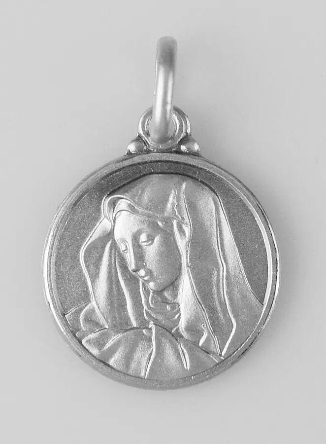 Hanger Heilige Maagd Maria met Sluier Massief Zilver - 14 mm (pic 1)