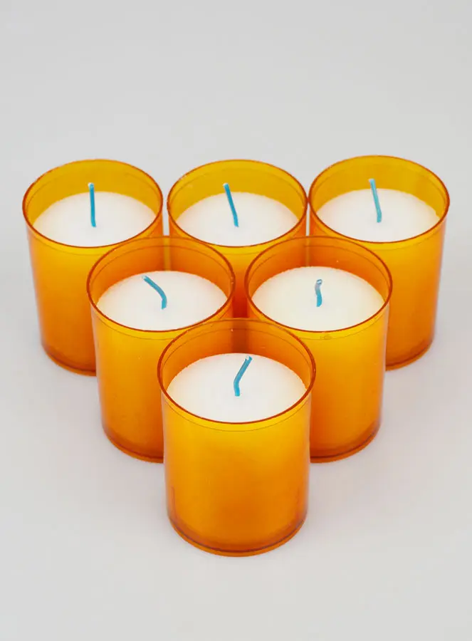 6 Offerkaarsen - Votief Kaarsen Oranje - 20 uur (pic 2)