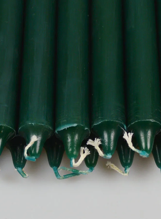 6 Doorgekleurde Kaarsen Kleur Donker Groen (pic 4)