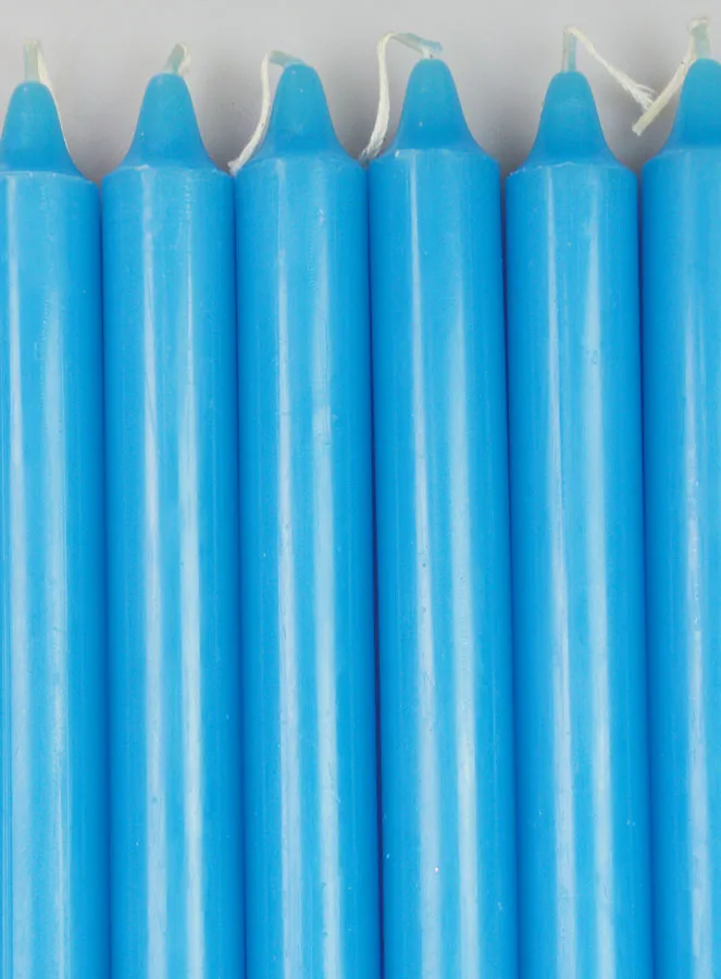 6 Doorgekleurde Kaarsen Kleur Pastel Blauw (pic 3)