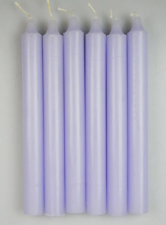 6 Doorgekleurde Kaarsen Kleur Lila (pic 1)