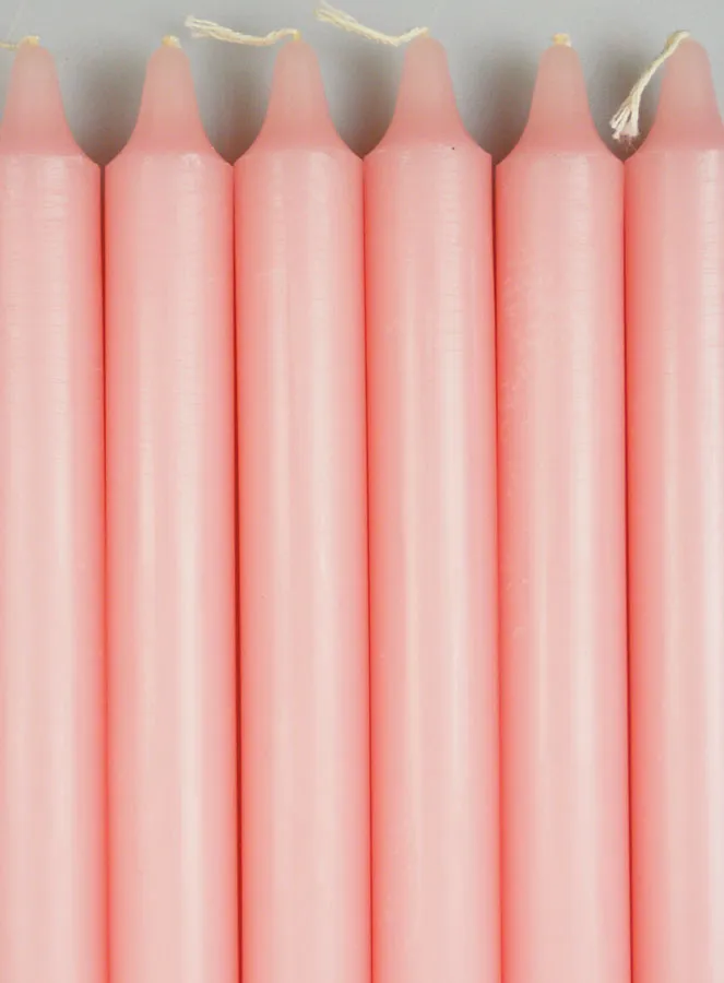 6 Doorgekleurde Tafelkaarsen Kleur Licht Roze (pic 3)