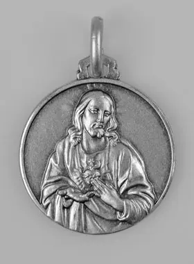 Hanger Heilig Hart van Jezus Massief Zilver - 18mm (pic 1)