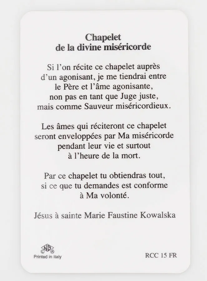 Gebedskaart met Medaille Barmhartige Jezus (pic 2)