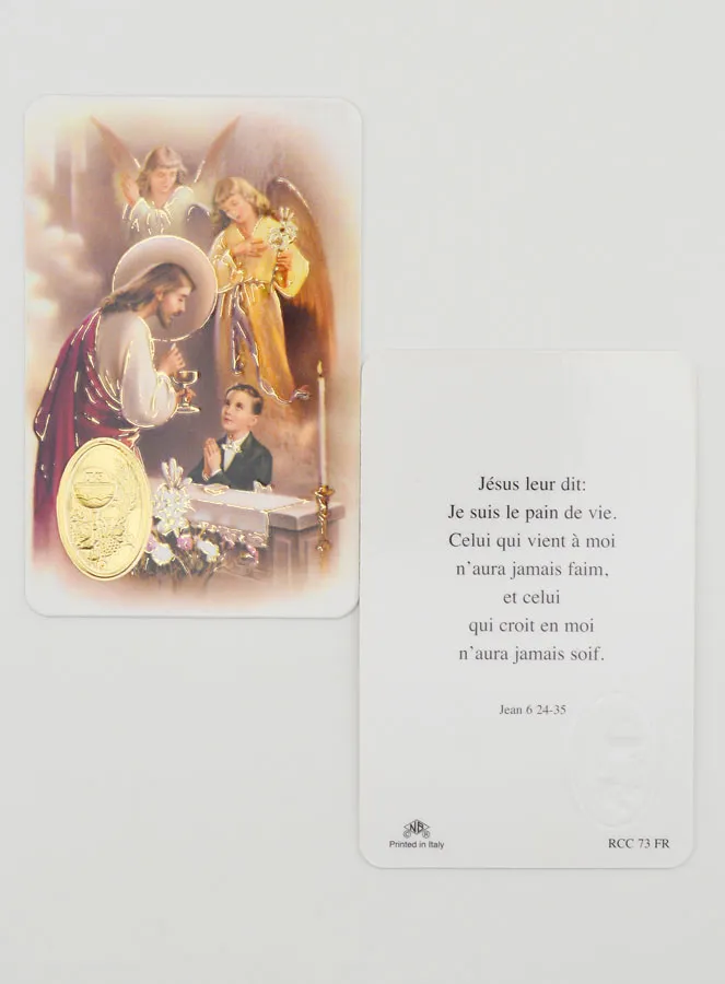 Gebedskaart met Medaille Eerste Communie Jongen (pic 2)