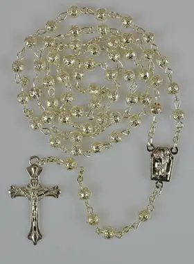 Zilverkleurige Rozenkrans met Lourdes Water (pic 1)