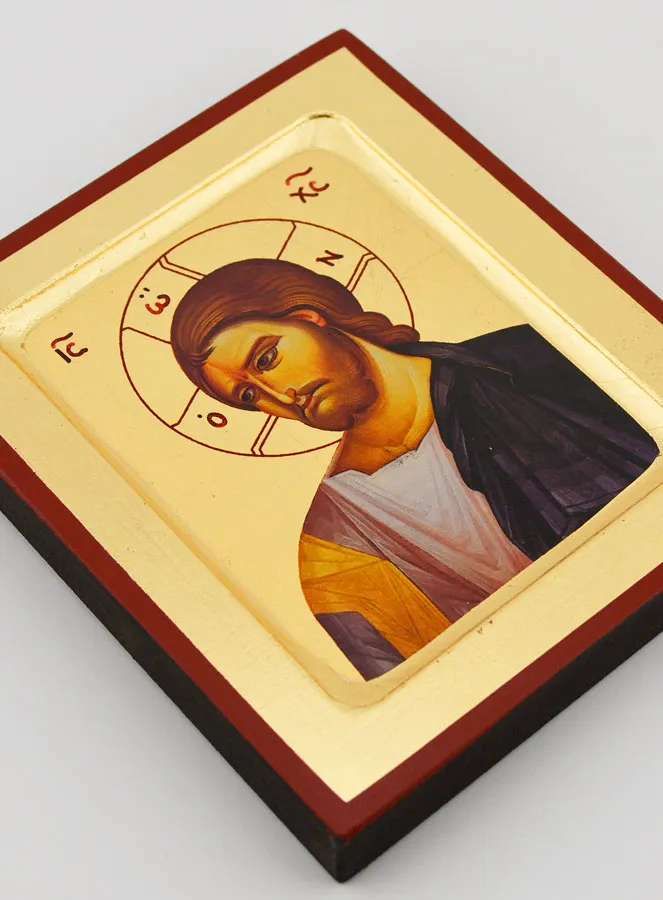 Byzantijnse Icoon Barmhartige Jezus Christus - Bladgoud - 12 cm (pic 3)