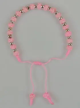 Shamballa Armband Religieus - Zilver en Roze Koord (pic 1)