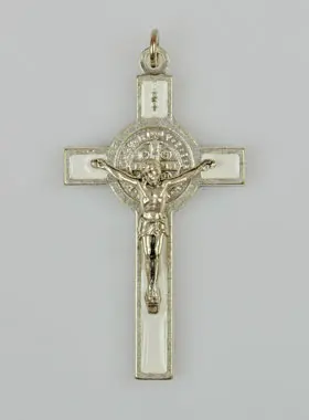 Kruishanger Heilige Benedictus - Wit - 5cm (pic 1)