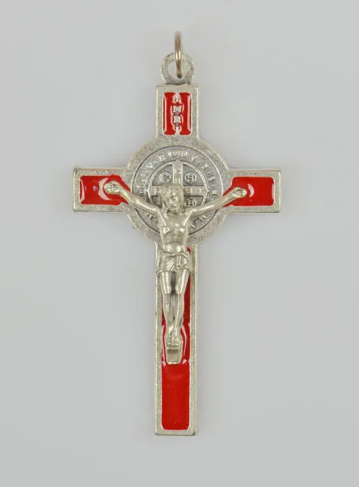 Kruis Heilige Benedictus Hanger - Rood - 5 cm (pic 2)