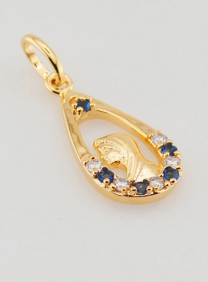 Hanger Druppel Maria - Strass Diamant Saffier Verguld (pic 3)