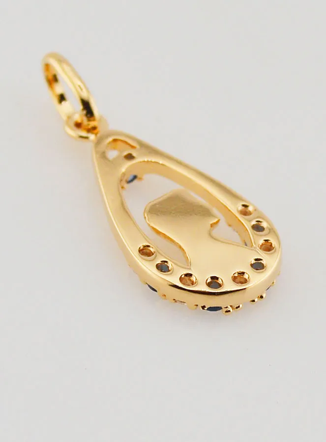 Hanger Druppel Maria - Strass Diamant Saffier Verguld (pic 4)