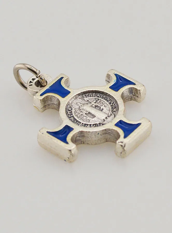 Kruis Heilige Benedictus Metaal - Blauw - 2cm (pic 3)