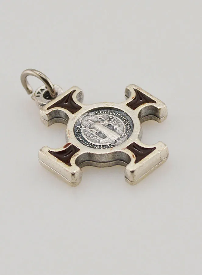 Hanger Kruis Heilige Benedictus Metaal - Bruin - 2cm (pic 3)
