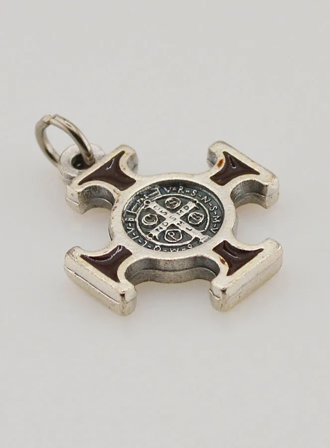 Hanger Kruis Heilige Benedictus Metaal - Bruin - 2cm (pic 4)