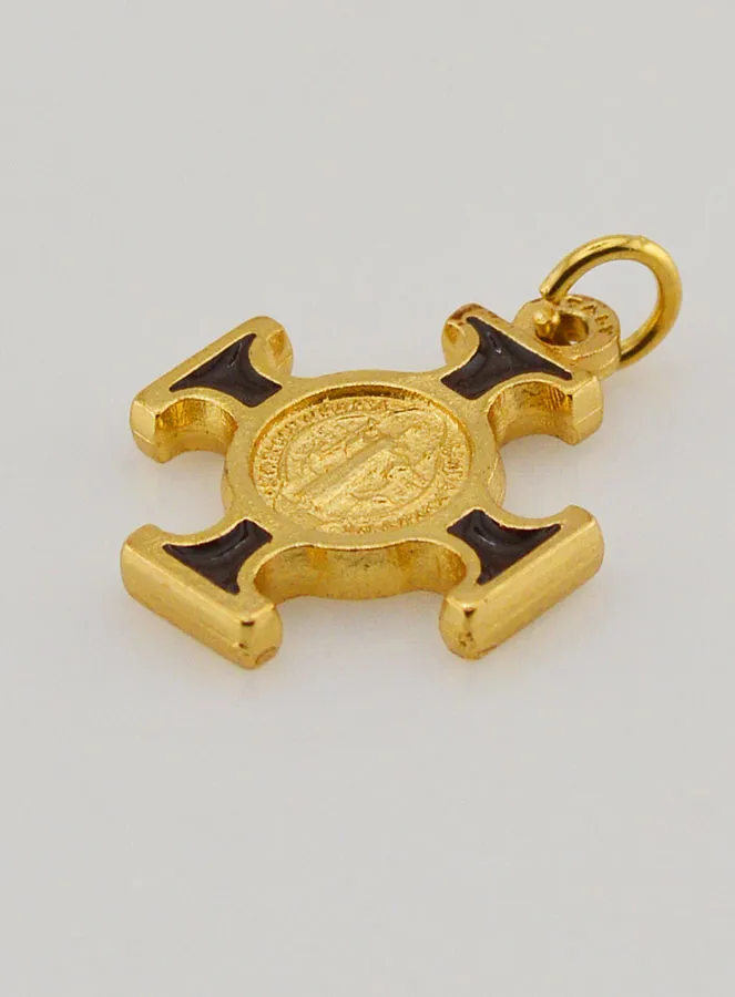 Kruis Heilige Benedictus Goudkleurig - Bruin - 2 cm (pic 4)