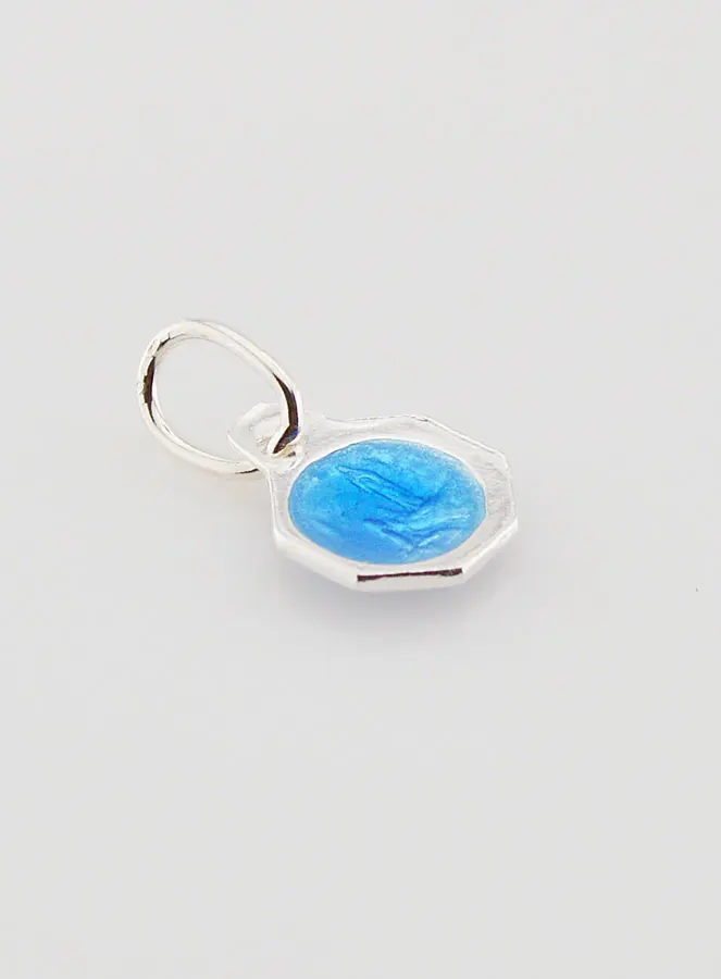 Zilveren Hanger Profiel Maria - 925 Zilver en Emaille Blauw - 8mm (pic 4)