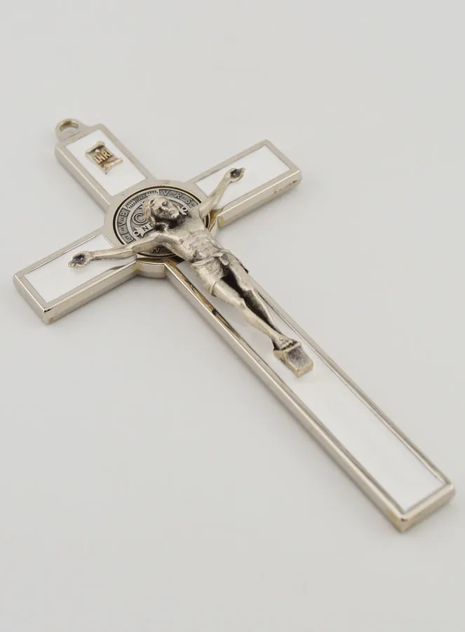 Kruisbeeld Kruis Heilige Benedictus - Metaal Wit (pic 3)