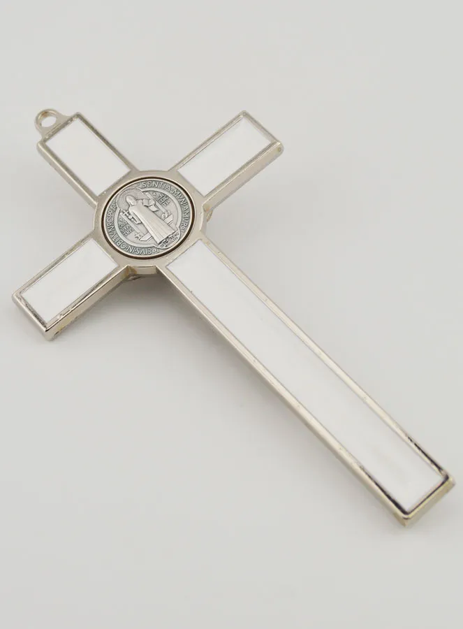 Kruisbeeld Kruis Heilige Benedictus - Metaal Wit (pic 4)