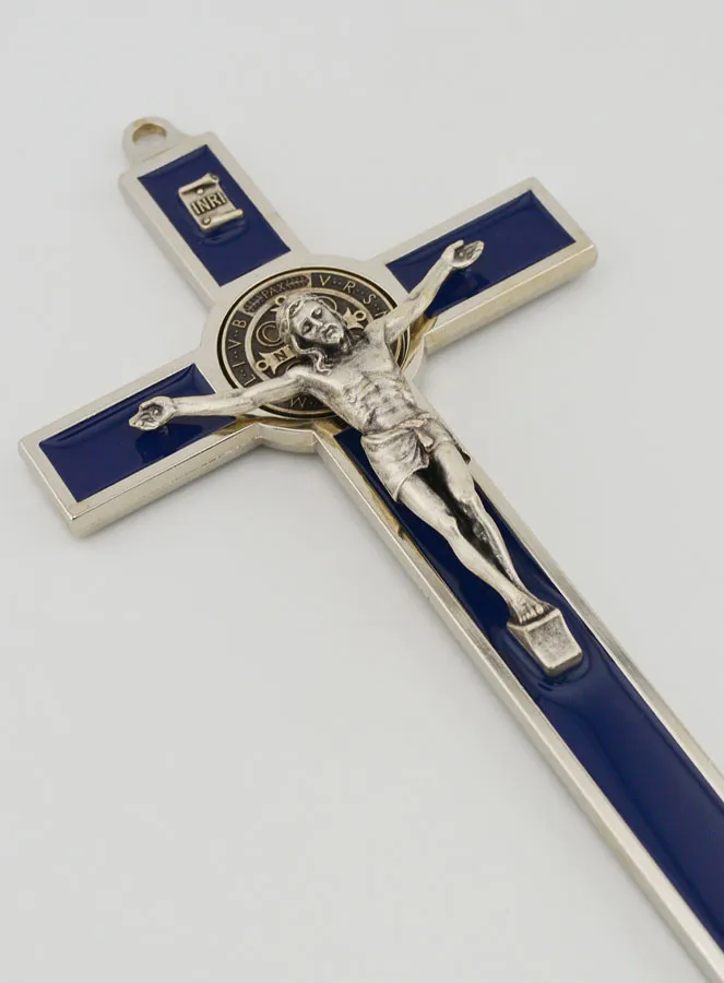Benedictus Kruis 20cm - Blauw Metaal (pic 3)