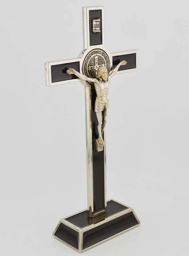 Kruis Benedictus op Voet - 20 cm - Metaal Bruin (pic 3)