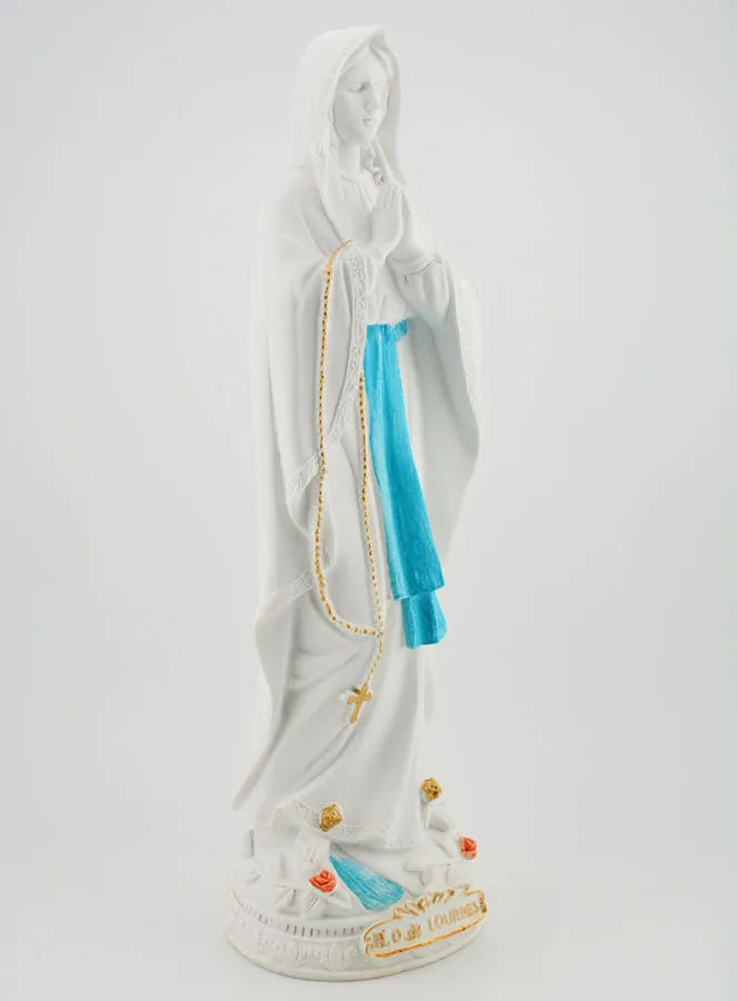 Beeld Maria van Lourdes met Goudkleurige Rozenkrans - 30cm (pic 3)