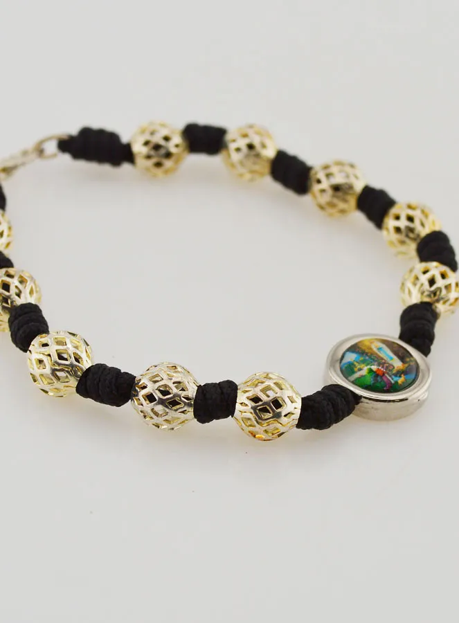 Armband Tientje Rozenkrans Opengewerkte Kralen en Medaille Lourdes (pic 3)