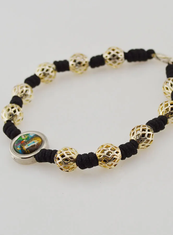 Armband Tientje Rozenkrans Opengewerkte Kralen en Medaille Lourdes (pic 4)