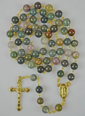 Rozenkrans Echt Agaat en Vergulde Ketting (pic 1)