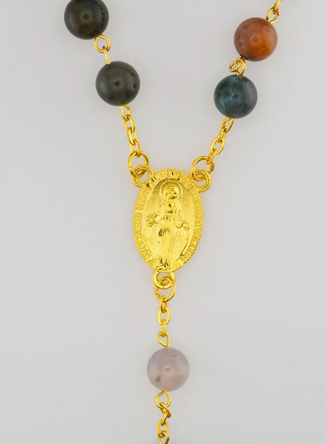 Rozenkrans Agaat Stijl en Goud Ketting (pic 4)