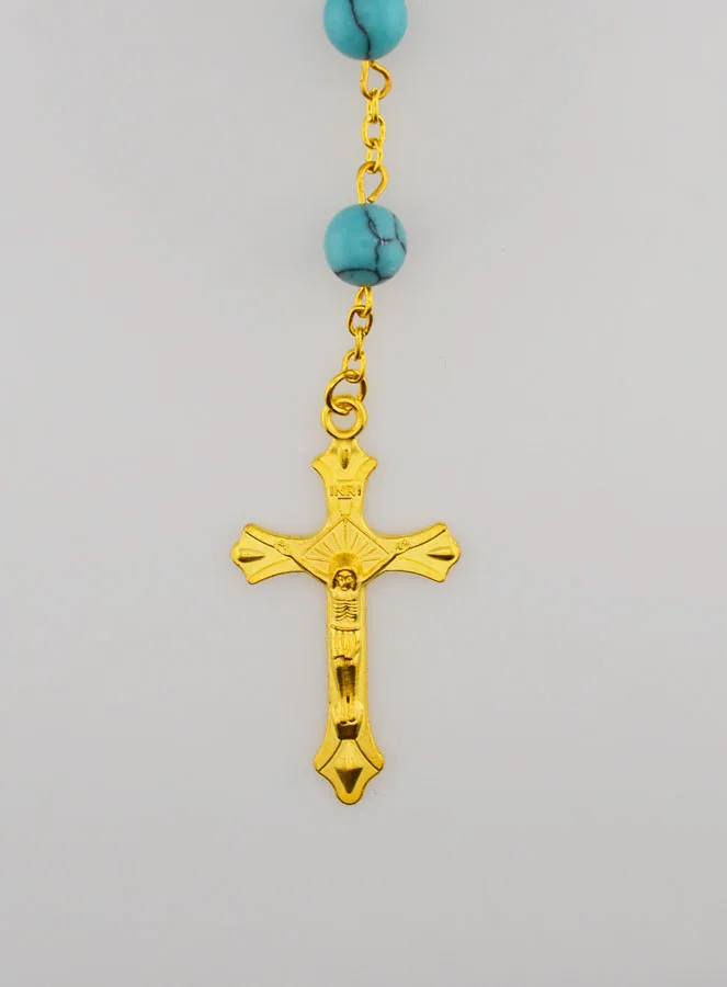 Rozenkrans Turquoise en Vergulde Ketting (pic 3)