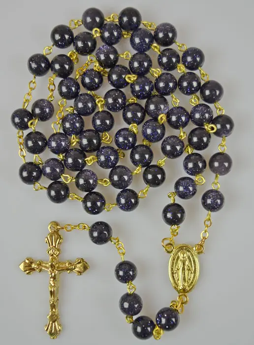 Rozenkrans Echt Sodaliet en Goud Ketting (pic 2)