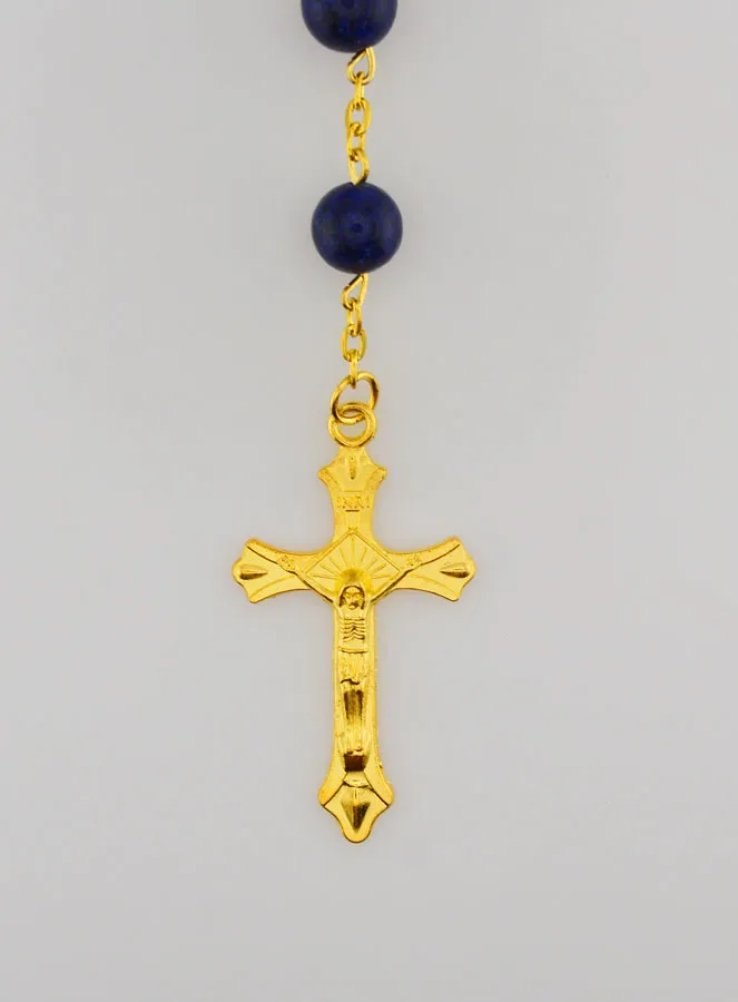 Rozenkrans Lapis Lazuli Stijl Kralen en Goud Ketting (pic 3)