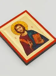 Byzantijnse Icoon Jezus Christus Pantocrator Handgemaakt - 8 cm