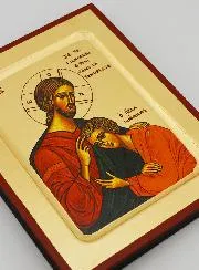 Byzantijnse Icoon Heilige Johannes en Jezus Christus - 17 cm