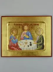 Byzantijnse Icoon Jezus Christus Avondmaal in Emmaüs  - 17 cm
