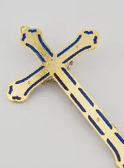 Kruisbeeld Kruis Glas in Lood van Metaal Goud kleurig - 17cm