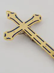 Kruisbeeld Glas in Lood van Metaal Goudkleurig - 13 cm