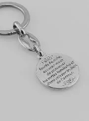 Sleutelhanger Heilige Familie Zilverkleurig met Gebed