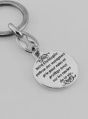 Sleutelhanger Heilige Christoffel Zilverkleurig met Gebed