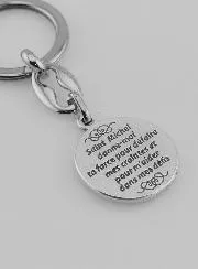 Sleutelhanger Heilige Aartsengel Michaël Zilverkleurig met Gebed