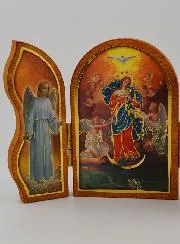 Drieluik Icoon Maria die de Knopen Ontwart - 12 cm