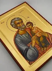 Byzantijnse Icoon St. Jozef met Jezus Kind - 30 cm