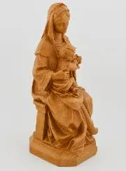 Beeld Maria met Jezus en Druiven - Hout Kleur - 18 cm