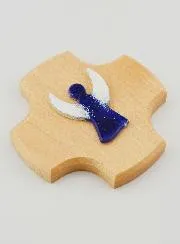 Kruis Kind van Esdoorn Hout - Glazen Bescherm Engeltje