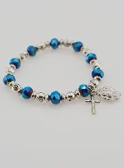 Rozenkrans Armband Tientje Kristal Kralen Blauw en Zilver Strass